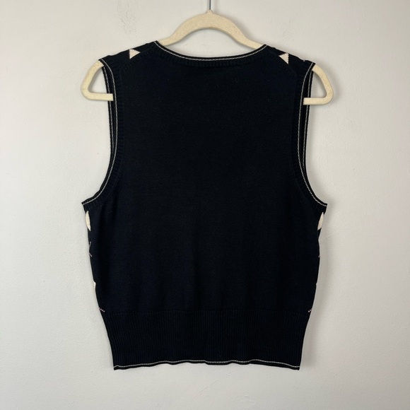 Vintage The Limited Silk Blend LARGE Argyle V-Neck Sleeveless Sweater Vest Y2K - Picture 3 of 10